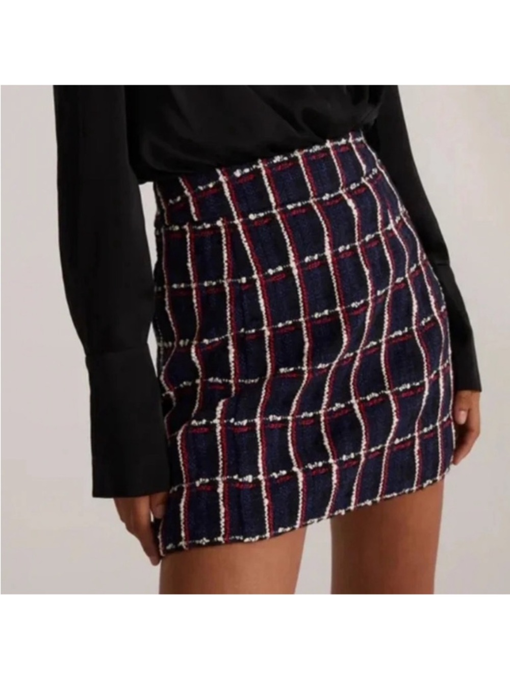 Favorite Daughter The First Wife Mini Skirt Size 2 Plaid Red Blue Cream